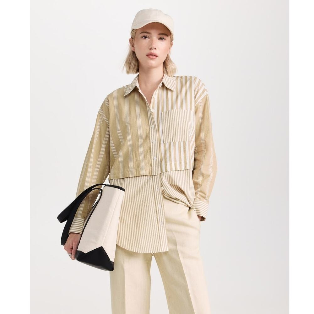 Madewell Modular Oversized Button-Up Shirt in Mixed Stripe - Small
